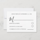 Eenvoudige Botanische Zwart & Wit bruiloft RSVP Kaartje (Achterkant)