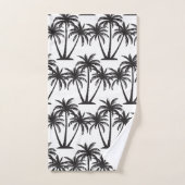 Eenvoudige Botanische Zwarte Palmbomen op Wit Bad Handdoek (Handdoek)