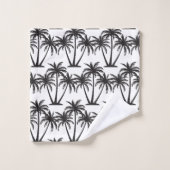 Eenvoudige Botanische Zwarte Palmbomen op Wit Bad Handdoek (Wasdoekje)