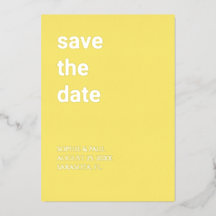 Eenvoudige Boter Gele Save the Date Folie Uitnodig