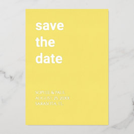 Eenvoudige Boter Gele Save the Date Folie Uitnodig Uitnodiging