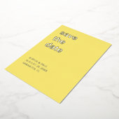 Eenvoudige Botergeel Save the Date Folie Uitnodigi Folie Uitnodiging (Gedraaid)