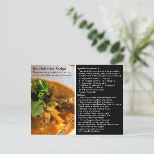 Eenvoudige Bouillabaisse Recipcard Briefkaart (Staand voorkant)