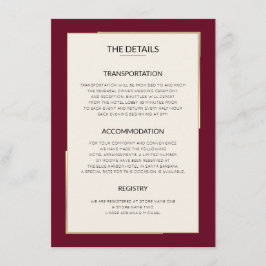 Eenvoudige Bourgogne bruiloft Details Behuizing Ka Informatiekaartje