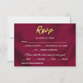 Eenvoudige Bourgogne en goud Elegant Script Weddin RSVP Kaartje (Voorkant)