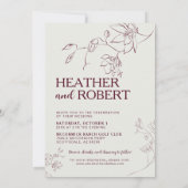 Eenvoudige Bourgogne Floral Botanical Boho Wedding Kaart (Achterkant)