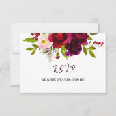 Eenvoudige Bourgogne Floral Menu Keuze RSVP-kaart (Voorkant)