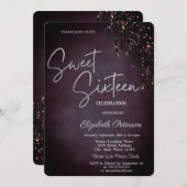 Eenvoudige Bourgogne Glitter Druppelt Zoet 16 Kaart (Voorkant / Achterkant)