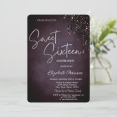 Eenvoudige Bourgogne Glitter Druppelt Zoet 16 Kaart (Staand voorkant)