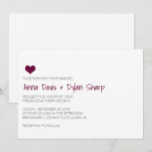 Eenvoudige Bourgogne Hart bruiloft uitnodiging (Voorkant / Achterkant)