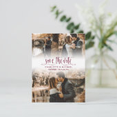 Eenvoudige Bourgogne Weddenfoto bespaart datum Aankondiging (Staand voorkant)