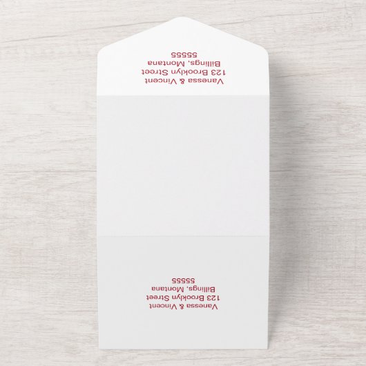 Eenvoudige Bourgondië en Witte Trouw Alles In Eén  All In One Uitnodiging (Buitenkant)