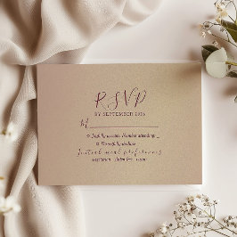 Eenvoudige Bourgondië Script Bruiloft RSVP Kaartje