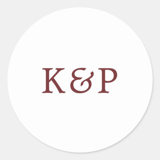 Eenvoudige Bourgondiër en Witte Monogram Huwelijk Ronde Sticker (Voorkant)