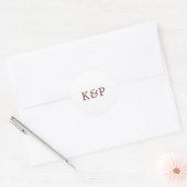Eenvoudige Bourgondiër en Witte Monogram Huwelijk Ronde Sticker (Envelop)