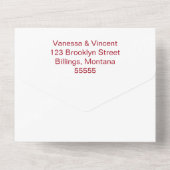 Eenvoudige Bourgondiër en Witte Trouw Alles In Eén All In One Uitnodiging (Achterkant)