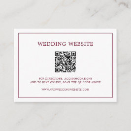 Eenvoudige Bourgondiër Monogram QR Code Elegante T Informatiekaartje