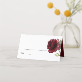 Eenvoudige Bourgondische Aquarel Bloemen Plaatskaartje