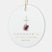 Eenvoudige Bourgondische Bloemenkruis Katholieke D Keramisch Ornament (Links)