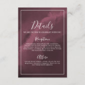 Eenvoudige Bourgondische bruiloft details Informatiekaartje (Voorkant)