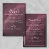 Eenvoudige Bourgondische bruiloft details Informatiekaartje