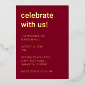 Eenvoudige Bourgondische bruiloft Folie uitnodigin Folie Uitnodiging (Voorkant)