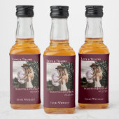 Eenvoudige Bourgondische bruiloft foto Liefde & Be Likeurfles Etiket (Flessen)