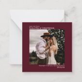 Eenvoudige Bourgondische bruiloft Save the Date Fo Notitiekaartje (Voorkant)