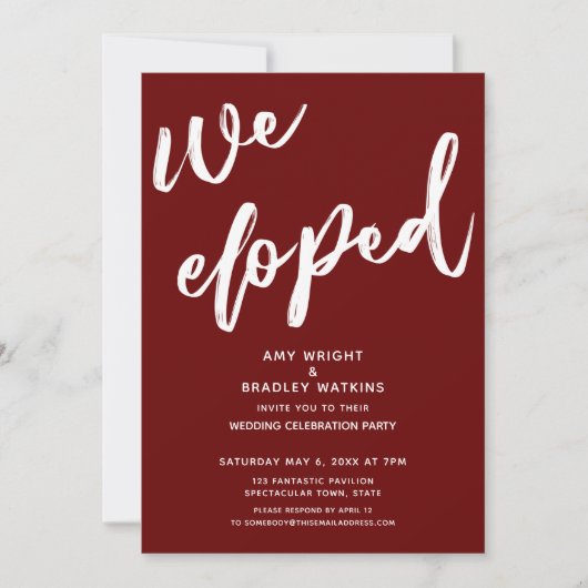 Eenvoudige Bourgondische Bruiloftsreceptie na een  Kaart (Voorkant)