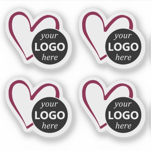Eenvoudige Bourgondische hartvorm met Logo of Afbe Sticker (Voorkant)