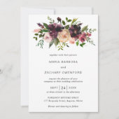 Eenvoudige Bourgondische Herfst bloemenelegante br Kaart (Voorkant)