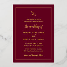 Eenvoudige Bourgondische Monogram Formele Elegante