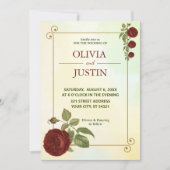 Eenvoudige Bourgondische rode bloem bruiloft uitno Kaart (Voorkant)