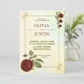 Eenvoudige Bourgondische rode bloem bruiloft uitno Kaart (Staand voorkant)