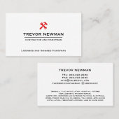 Eenvoudige bouw Handyman Carpenter RED Tools Visitekaartje (Voorkant / Achterkant)