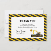 Eenvoudige Bouwtrucks Jongens Kinderverjaardag Bedankkaart (Voorkant)