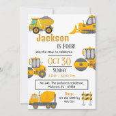 Eenvoudige bouwwagen kinder schattige 4e verjaarda kaart (Voorkant)