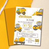 Eenvoudige bouwwagen kinder schattige 4e verjaarda kaart