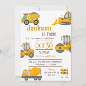 Eenvoudige bouwwagen kinder schattige 4e verjaarda kaart (Voorkant)