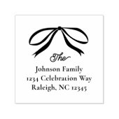 Eenvoudige Bow Familienaam Retouradres Zelfinktende Stempel (Design)
