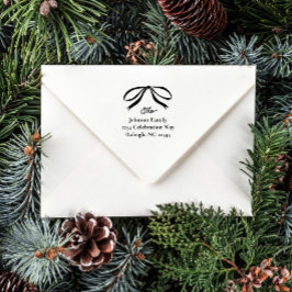 Eenvoudige Bow Familienaam Retouradres Zelfinktende Stempel