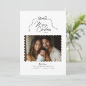 Eenvoudige Bow geschulpte Foto Kerst Kaart (Staand voorkant)