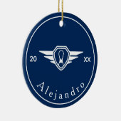 Eenvoudige Bowling-game Logo - Aangepaste naam & J Keramisch Ornament (Rechts)