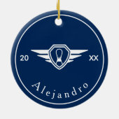 Eenvoudige Bowling-game Logo - Aangepaste naam & J Keramisch Ornament (Achterkant)