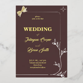 EENVOUDIGE BRANCH GRENS WETH RIBOON DESIGN / SOFT FOLIE UITNODIGING