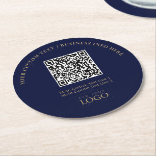 Eenvoudige Branded Business Logo QR Code Promotie Ronde Kartonnen Onderzetter