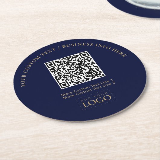 Eenvoudige Branded Business Logo QR Code Promotie Ronde Kartonnen Onderzetter (Gebogen)