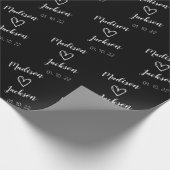 Eenvoudige bride- en bruinnamen Weddenschap Black Cadeaupapier (Hoek)