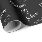 Eenvoudige bride- en bruinnamen Weddenschap Black Cadeaupapier (Rol Hoek)