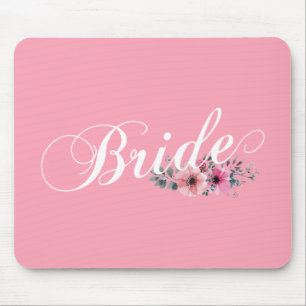 Eenvoudige Bride Floral Calligrafie Mousepad Muismat